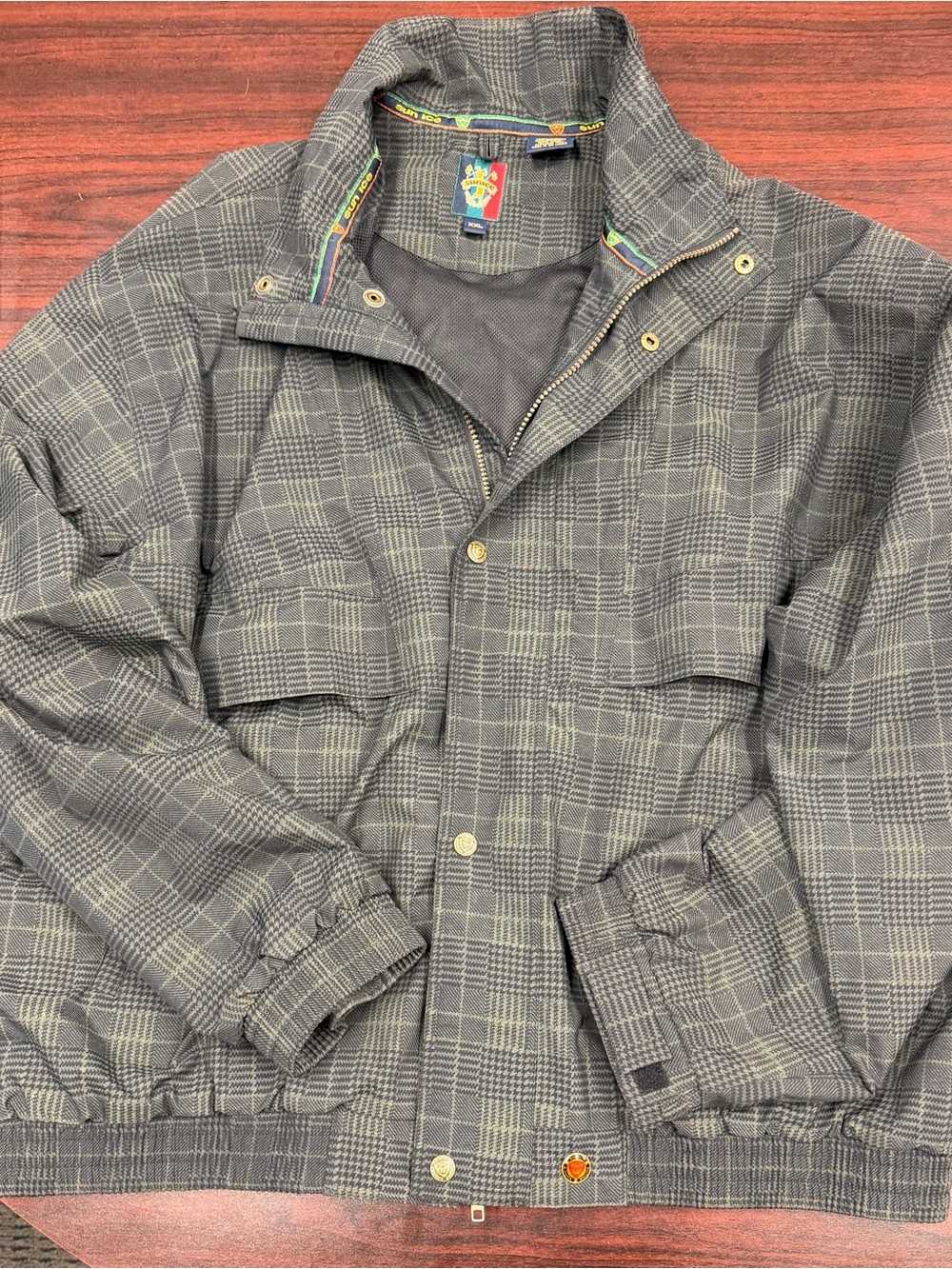 Sunice Men's Gray Plaid Windbreaker Jacket